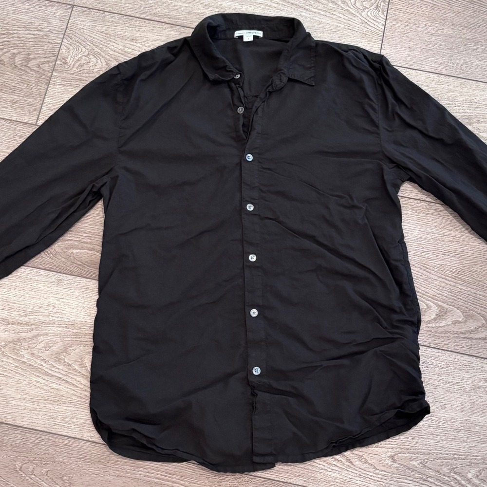 James Perse Button Down Shirt Mens 1 Small Black Long Sleeve Preppy Casual